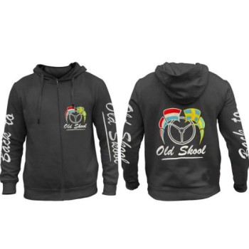Hoodie Old Skool Club Wheel med brodyr - M