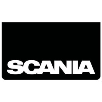 Stänkskydd Scania svart med vit text 