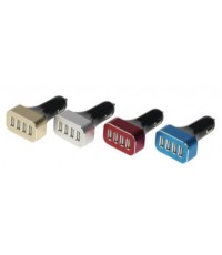 USB laddare 12-24 Volt med 4 portar silverfärg