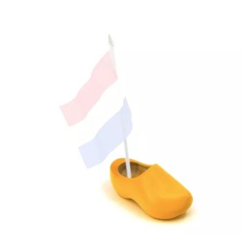 Tofflor holländska miniatyr med hål för bordsflagga